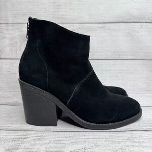 Steve Madden Shrines Black Suede Leather Ankle Boots Back Zip Booties Size‎ 8.5M